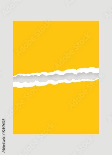 Torn Yellow Paper Horizontal Rip Revealing White Space Vector Graphic