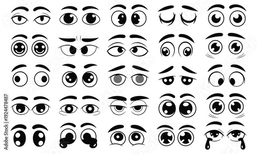 Diverse collection of cartoon eyes with various expressions