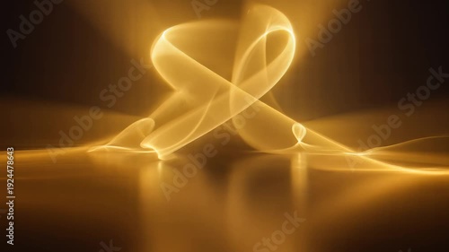 Glowing golden smoke swirling in slow motion on dark background, symbolizing luxury, elegance, and mystique