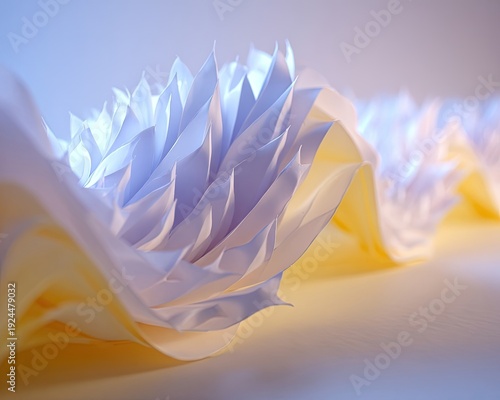 Abstract Geometric Paper Forms In Light Blue And Yellow