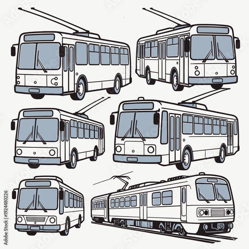 Trolleybus Vector Set vector