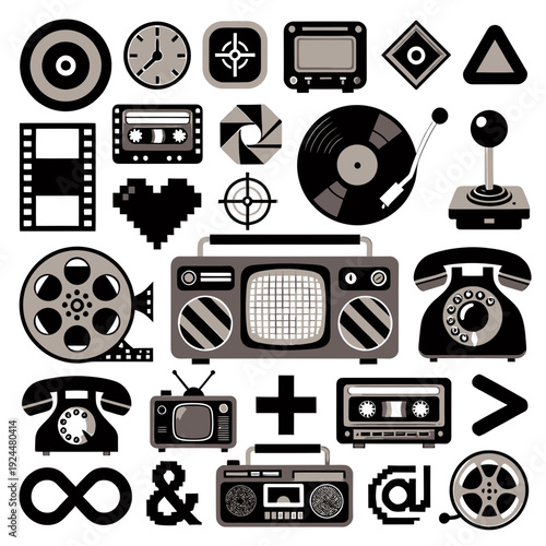 Retro Media Icons vector