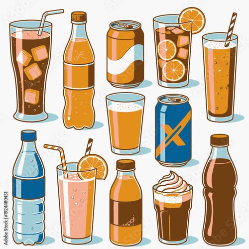 Assorted Cold Beverages vector