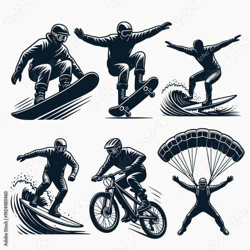 Extreme Sports Silhouettes vector