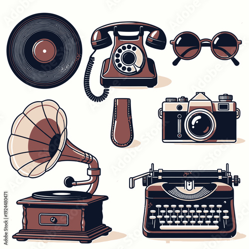 Vintage Office and Music Essentials vector