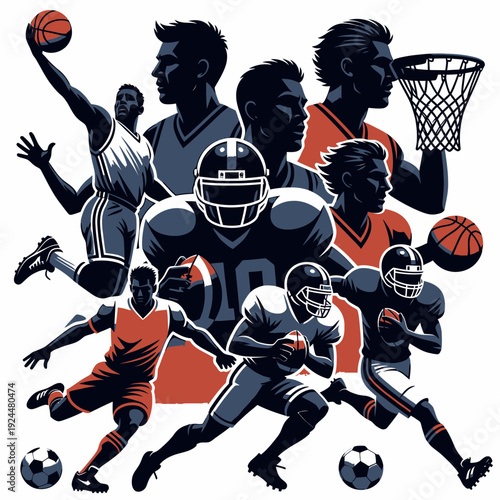 Multi Sport Athletes in Action vector