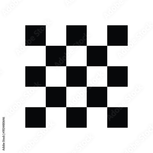 Minimalist Black and White Checkerboard Square Grid Pattern Representing Racing Flag Design, Transparency Texture, and Geometric Chess Board Background