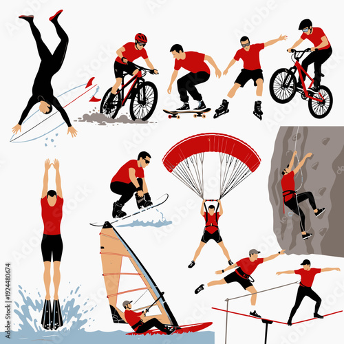 Man Doing Extreme Sports vector