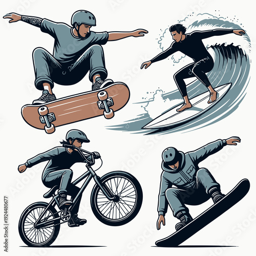 Action Sports Athletes in Mid Air vector