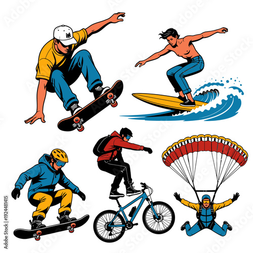 Action Sports Characters vector