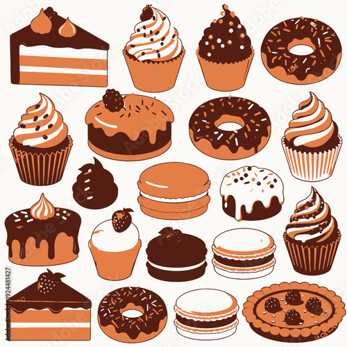 Assorted Chocolate Desserts Collection vector