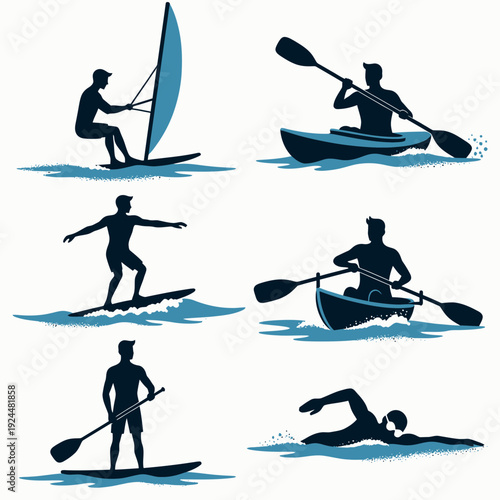 Water Sports Silhouettes vector