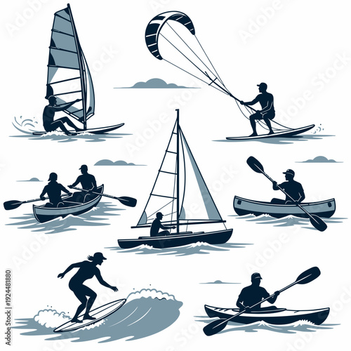 Water Sports Silhouettes vector
