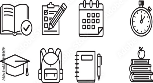 Illustrations of educational and planning tools and items Vector