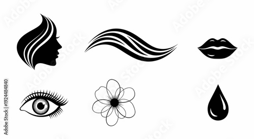 Essential Black and White Vector Icons for Beauty and Spa Concepts