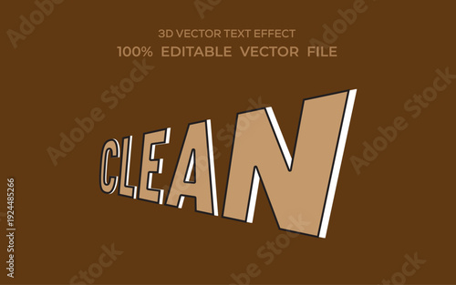 Clean 3D Text Effect Brown and Beige Letters , clean 3d text effect style