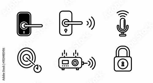 Technology Icons for Security and Connectivity