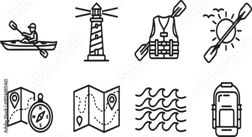 Outdoor activities and adventure essentials for exploration and fun Vector