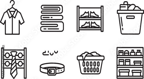 Various icons representing different types of household items and activities Vector