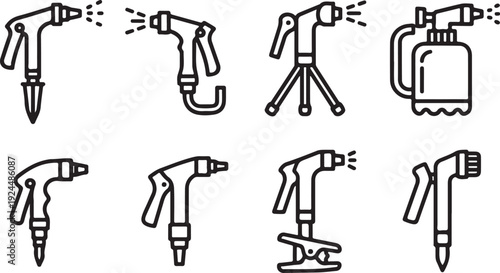 Various power tools including drills, saws, and sanders in action Vector