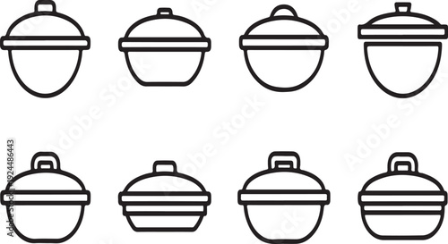 Assorted pot lid designs and styles for kitchen use Vector