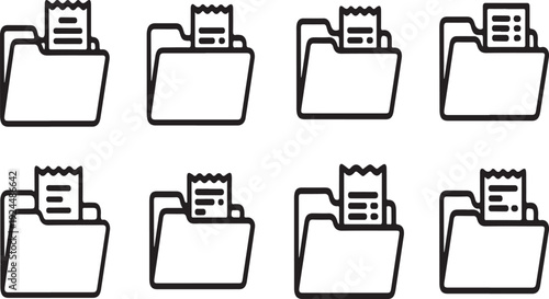 Eight folders with documents and papers inside each of them Vector