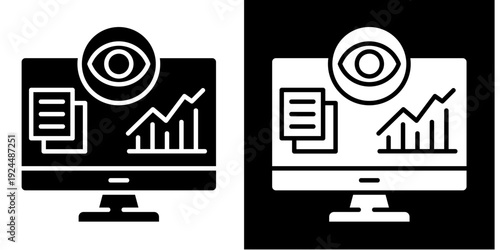 Monitoring Icon Set White Style Collection
