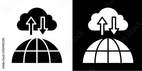 Cloud Computing Icon Set White Style Collection
