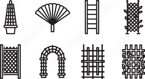 Assorted woven and lattice structures showcasing diverse patterns and designs Vector