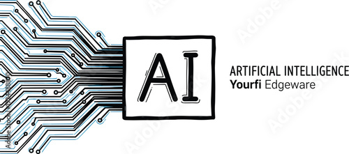 Artificial intelligence circuitry and technology concept with digital edgeware illustration
