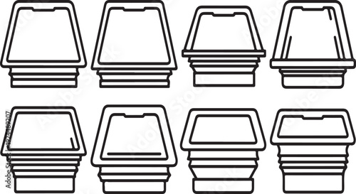 Illustration of various types of trays with different designs and structures Vector