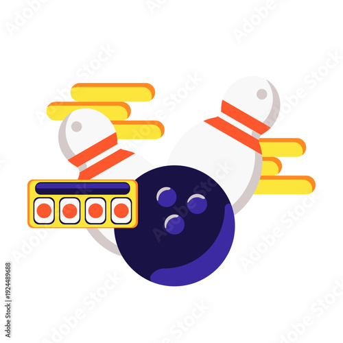 A versatile bowling icon representing the sport of ten-pin bowling. Ideal for sports apps, tournament posters, club branding, scoreboards, merchandise, and recreational marketing materials.