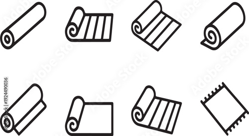 Assorted rolled and folded materials in various configurations Vector