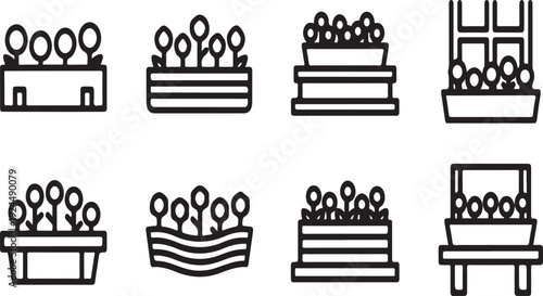 A collection of various types of furniture and storage units Vector