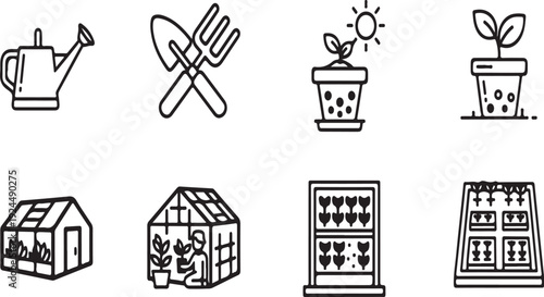 A collection of gardening and home maintenance tools and icons Vector