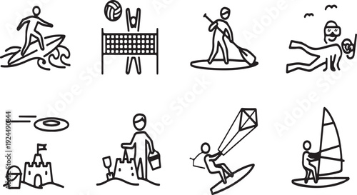 Illustrations of various sports and recreational activities Vector