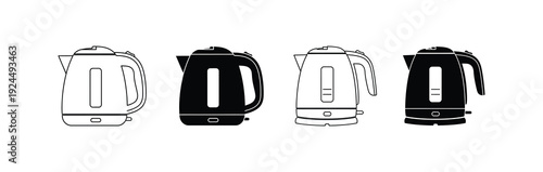 Electric Kettle Illustrations in Various Styles and Colors.