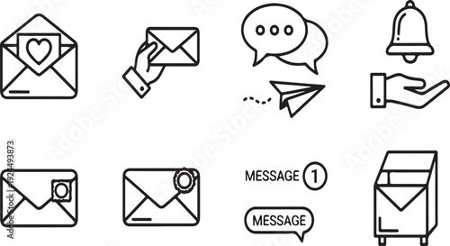 Various icons representing different methods of communication and messaging Vector