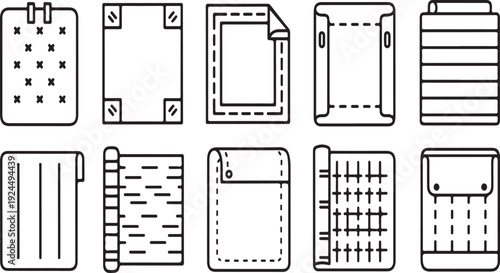 A collection of various paper and document icons in a grid layout Vector