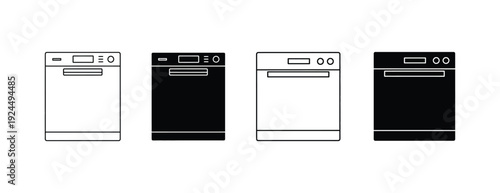 Dishwasher icons in various styles and colors.