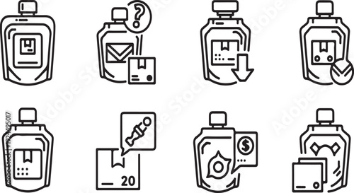Assorted perfume bottles with various labels and designs Vector