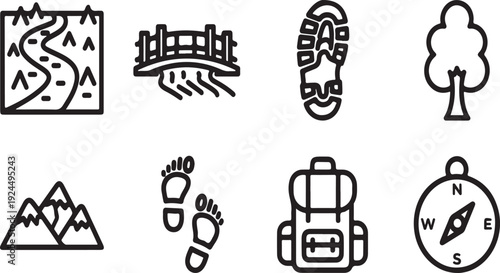 Outdoor adventure and exploration essentials for nature enthusiasts Vector