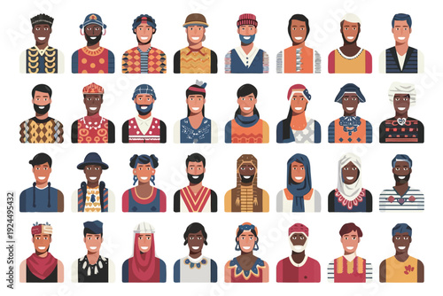 Diverse collection of stylish and culturally rich character portraits in a grid layout