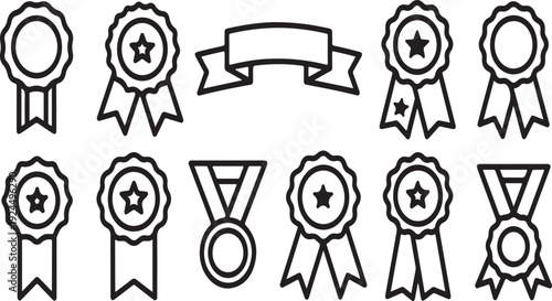 A collection of various award and achievement icons and badges. Vector