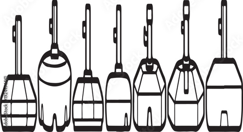 A variety of different types of hats and caps in a row Vector