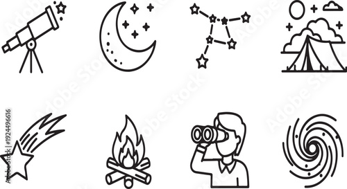 Exploring the wonders of astronomy and camping under the stars Vector