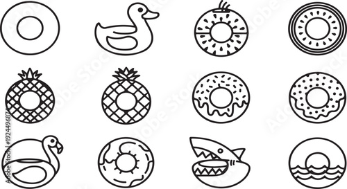 A variety of different types of doughnuts and pastries Vector