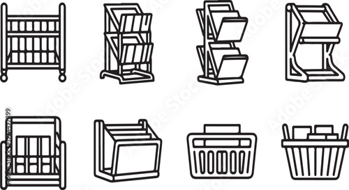 A collection of various types of furniture and storage units Vector