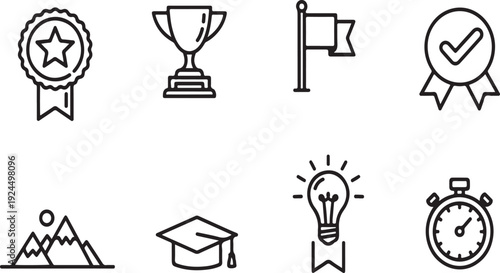 A collection of achievement and success icons representing various accomplishments Vector