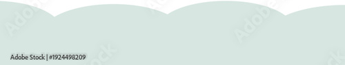 やわらかいスカラップ波形の横長背景素材。シンプルでもこもこした水色のバナー背景、スカラップボーダーのデザイン。見出しやヘッダーに最適。Scallop Wave Background Vector.